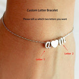 Personalized Initial Letter Name Bracelet Couple Heart Charms Chain