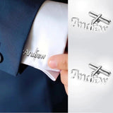 Tangula Initials Cufflinks Men Stainless Steel Silver 2-3Letters