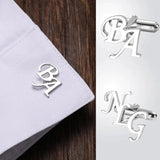 Tangula Initials Cufflinks Men Stainless Steel Silver 2-3Letters