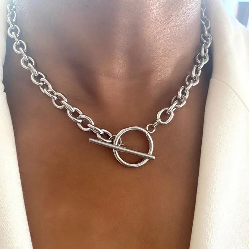 Stainless Steel Toggle Clasp Chain Necklace for Men Women