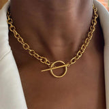 Stainless Steel Toggle Clasp Chain Necklace for Men Women