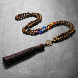 Tiger Eye Stone Tree of Life Pendant Necklace
