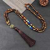Tiger Eye Stone Tree of Life Pendant Necklace