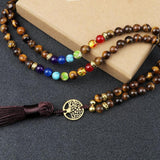 Tiger Eye Stone Tree of Life Pendant Necklace