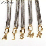A-Z Initial Pendant Necklace Women Stainless Steel Alphabet Necklace