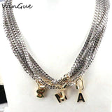 A-Z Initial Pendant Necklace Women Stainless Steel Alphabet Necklace