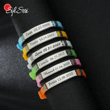 Sifisrri Punk Engraved Name Date Silicone Bracelet