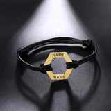 Personalized Stainless Steel Name Bracelet with Geometric Pendant