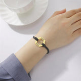 Personalized Stainless Steel Name Bracelet with Geometric Pendant