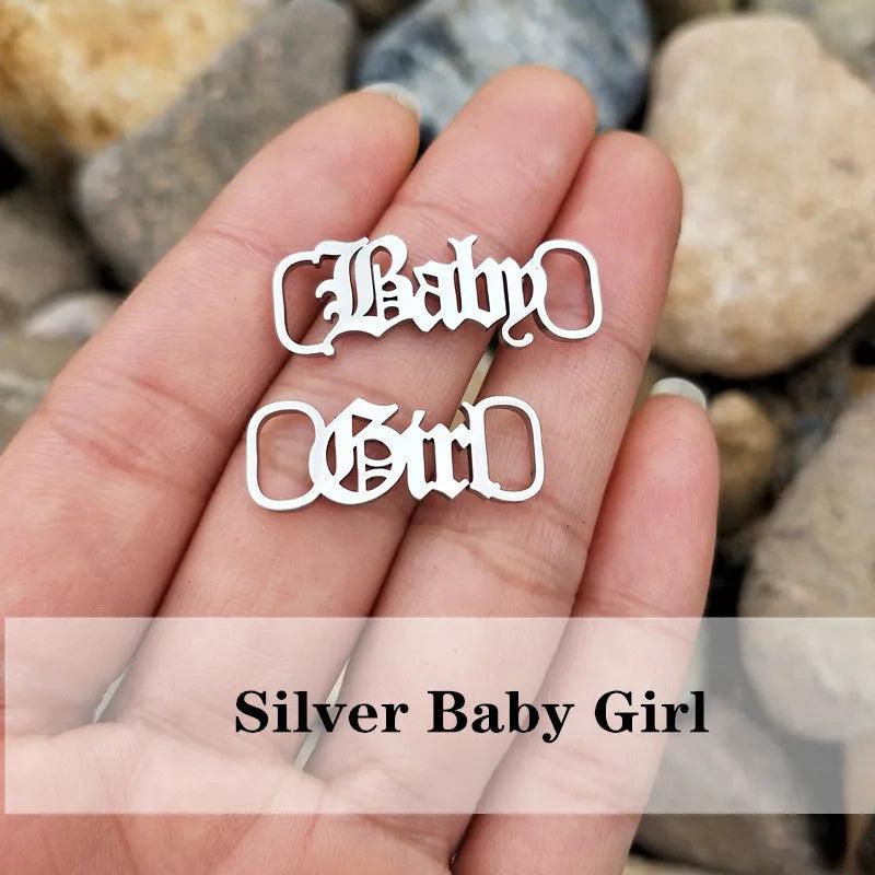 Old English Letter Baby Girl Buckie Bijoux Femme Stainless Steel Shoe-buckle
