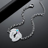 Personalized Birthstone Name Bracelet Charms Stainless Steel Engraved Jewelry