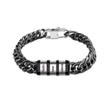 Custom Men Bracelet Name Date Stainless Steel Beads Father's Gift