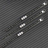 Custom Men Bracelet Name Date Stainless Steel Beads Father's Gift