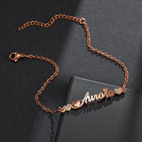 Personalized Love Heart Nameplate Pendant Bracelet Gift