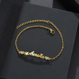Personalized Love Heart Nameplate Pendant Bracelet Gift