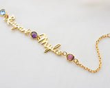 Personalized Stainless Steel Name Bracelet with Birthstones