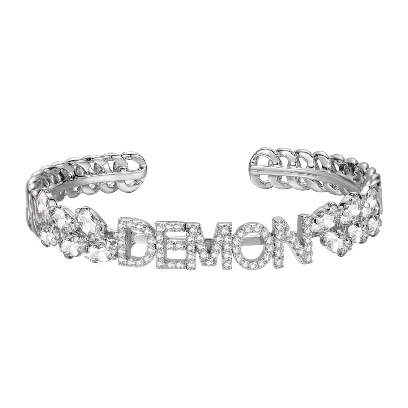 Zircon Name Bracelet Personalized Crystal Initial Alphabet Letter Bangle