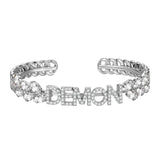 Zircon Name Bracelet Personalized Crystal Initial Alphabet Letter Bangle