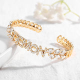 Zircon Name Bracelet Personalized Crystal Initial Alphabet Letter Bangle