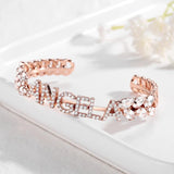 Zircon Name Bracelet Personalized Crystal Initial Alphabet Letter Bangle