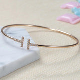 Letter Bracelet Initial Bangle Zirconia Pave DIY Diamond Bracelets