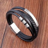 Personalized Men's Leather Bracelet with Son's Name