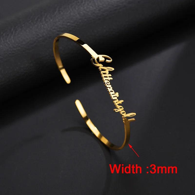 Raexrage 6mm Steel Name Bracelet Bangle Couple Statement Jewelry