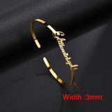 Raexrage 6mm Steel Name Bracelet Bangle Couple Statement Jewelry