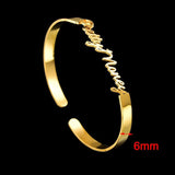 Raexrage 6mm Steel Name Bracelet Bangle Couple Statement Jewelry