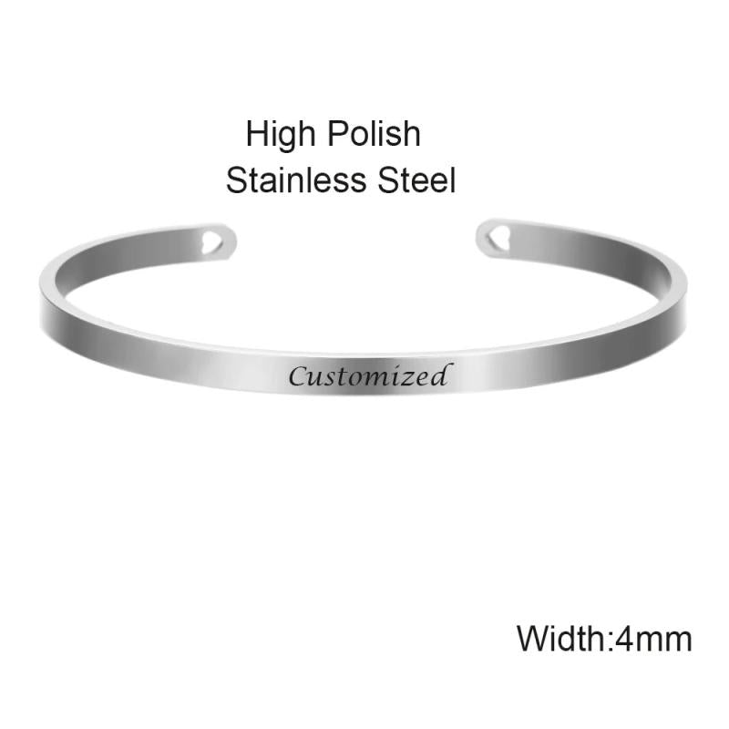Personalized C Style Bracelet with Engraved Letter Charm