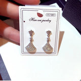 Rose Silver Bling CZ Zircon Stone Stud Earrings for Women