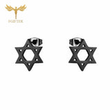 Jewish Star Of David Stud Earrings Golden Stainless Steel 12 Pairs
