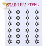 Jewish Star Of David Stud Earrings Golden Stainless Steel 12 Pairs