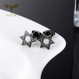 Jewish Star Of David Stud Earrings Golden Stainless Steel 12 Pairs