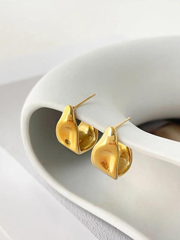 Chunky Irregular Stud Earrings for Women Stainless Steel Thick Statement Jewelry