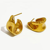 Chunky Irregular Stud Earrings for Women Stainless Steel Thick Statement Jewelry