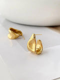 Chunky Irregular Stud Earrings for Women Stainless Steel Thick Statement Jewelry