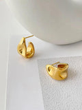 Chunky Irregular Stud Earrings for Women Stainless Steel Thick Statement Jewelry