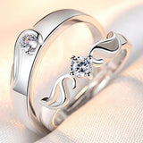 Silver Couple Rings Sun Moon Wedding Anniversary Jewelry Set