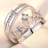 Silver Couple Rings Sun Moon Wedding Anniversary Jewelry Set