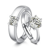 Silver Couple Rings Sun Moon Wedding Anniversary Jewelry Set