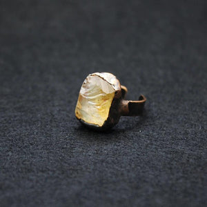 Natural Quartz Crystal Finger Ring Raw Mineral Open Rings Women Party Jewelry