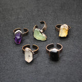 Natural Quartz Crystal Finger Ring Raw Mineral Open Rings Women Party Jewelry