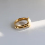 Oval Shell Ring Stainless Steel 18K Plated Texture Jewelry Women Girls Gift