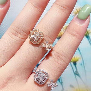 Bride Talk Adjustable Open Ring CZ Bridal Jewelry