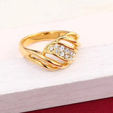 Crystal Wedding Engagement Ring with 24K Gold Plating