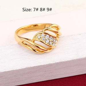 Crystal Wedding Engagement Ring with 24K Gold Plating
