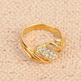 Crystal Wedding Engagement Ring with 24K Gold Plating