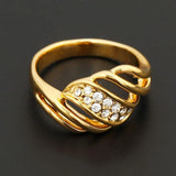 Crystal Wedding Engagement Ring with 24K Gold Plating