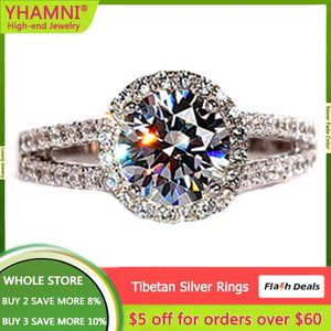 Tibetan Silver Ring 2.0ct Cubic Zircon Wedding Band